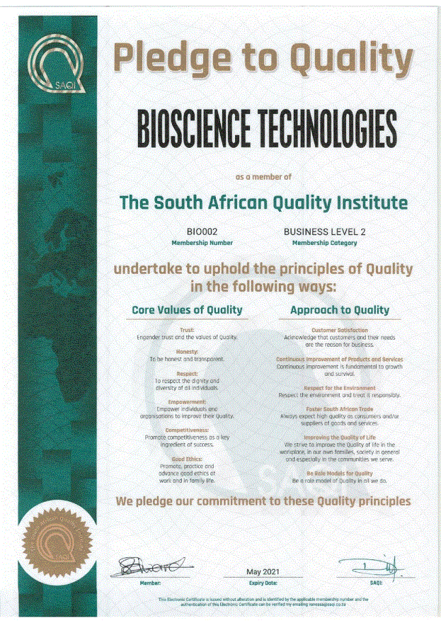 SAQI Certificate
